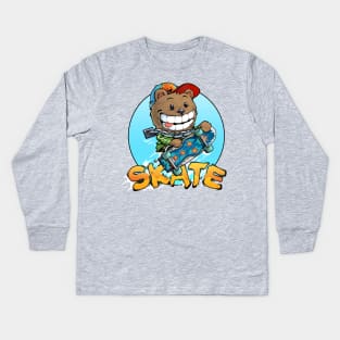 Bear skateboard Kids Long Sleeve T-Shirt